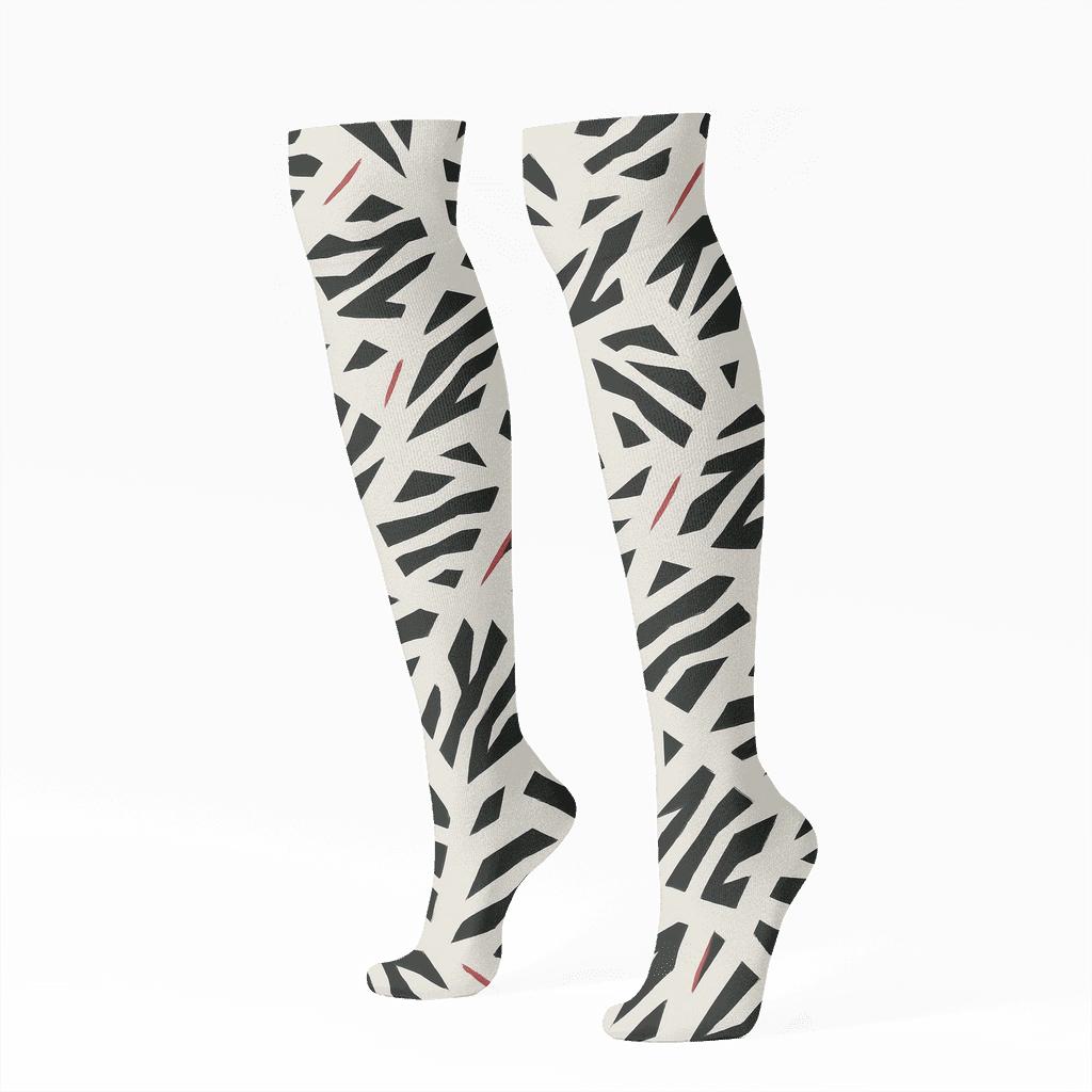 Crimson Highlight Zebra Fragment Scatter personalized knee-high socks