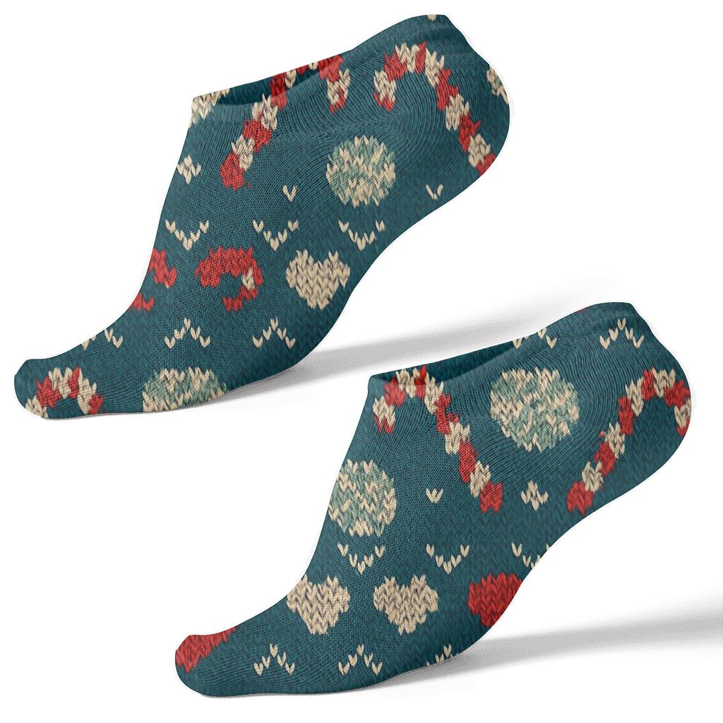 Nordic Knit Illusion With Candy Canes Stripes personalized ankle socks