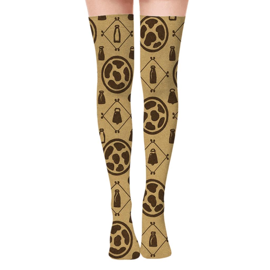 Sepia Dairy Label Spot Medallions soft everyday over-the-knee socks