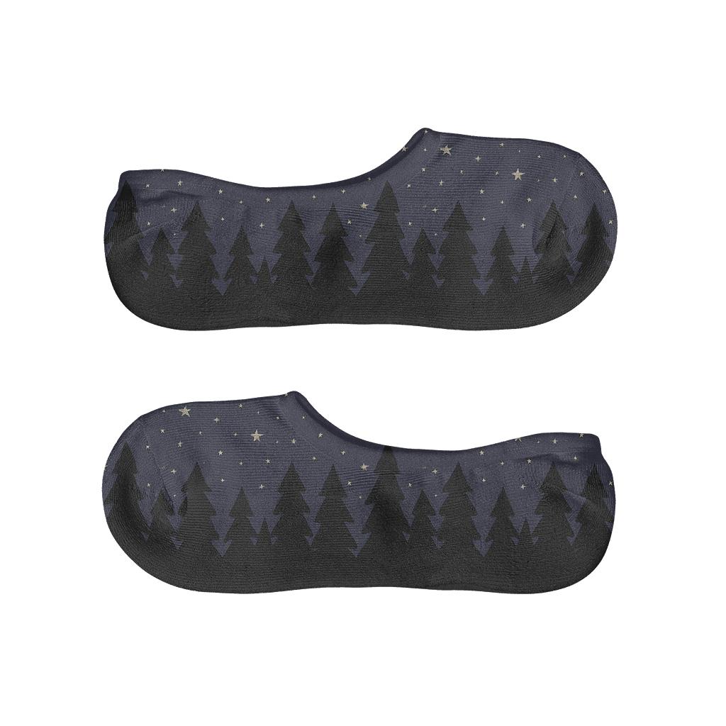 Midnight Tree Line Xmas Silhouette Repeat designer printed no-show socks