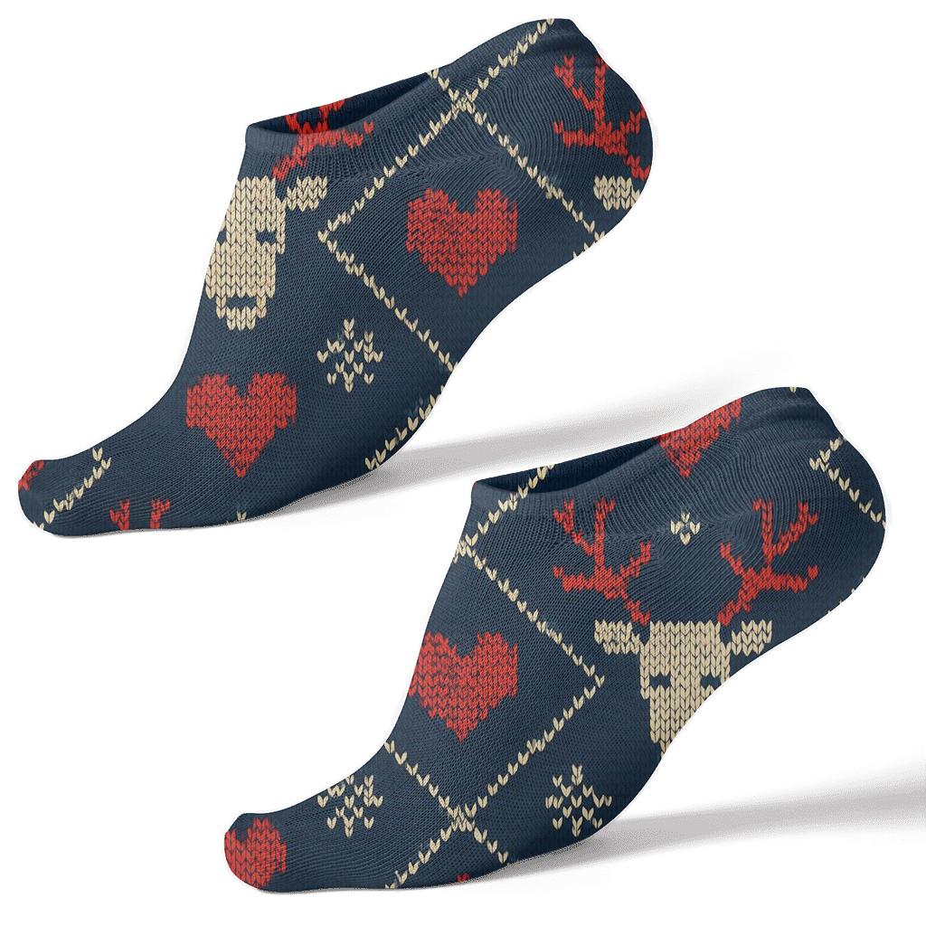 Christmas Nordic Reindeer Lattice Night stylish athletic ankle socks