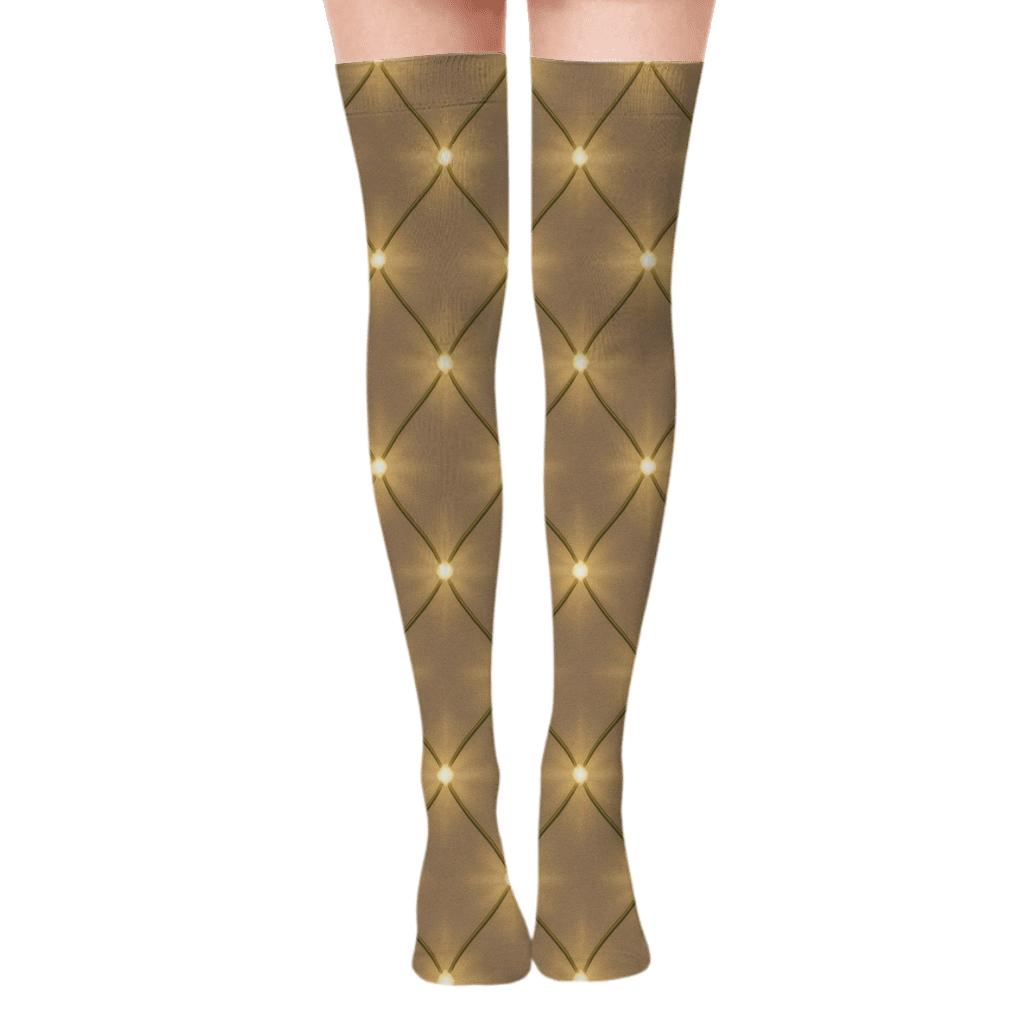 Warm White Net Light Mosaic stylish fashion over-the-knee socks