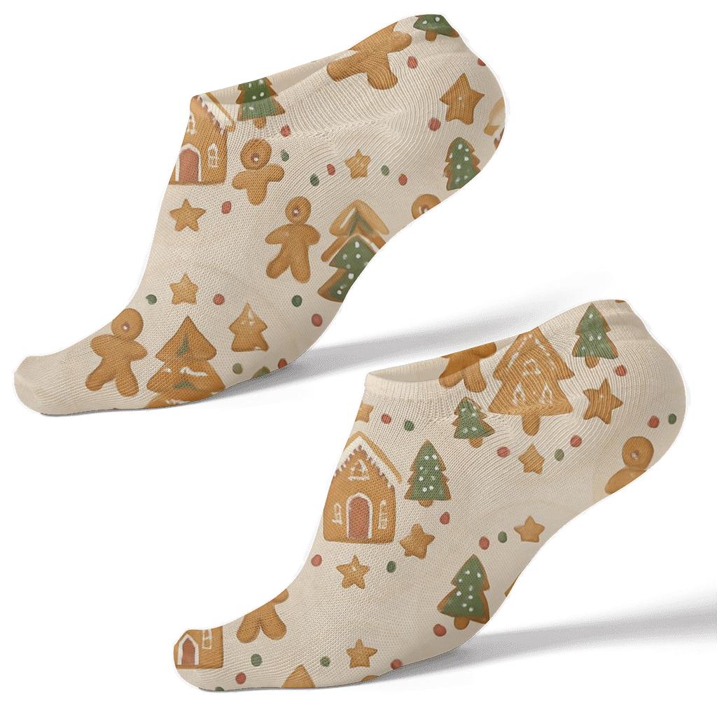 Gingerbread Village Xmas Carousel comfortable cotton ankle socks