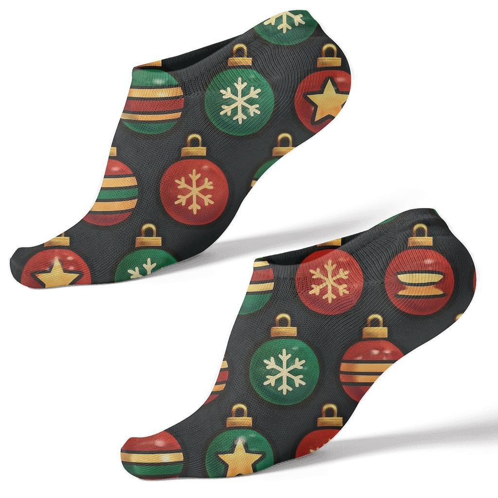 Twinkling Ornament Grid In Christmas Style unique graphic ankle socks