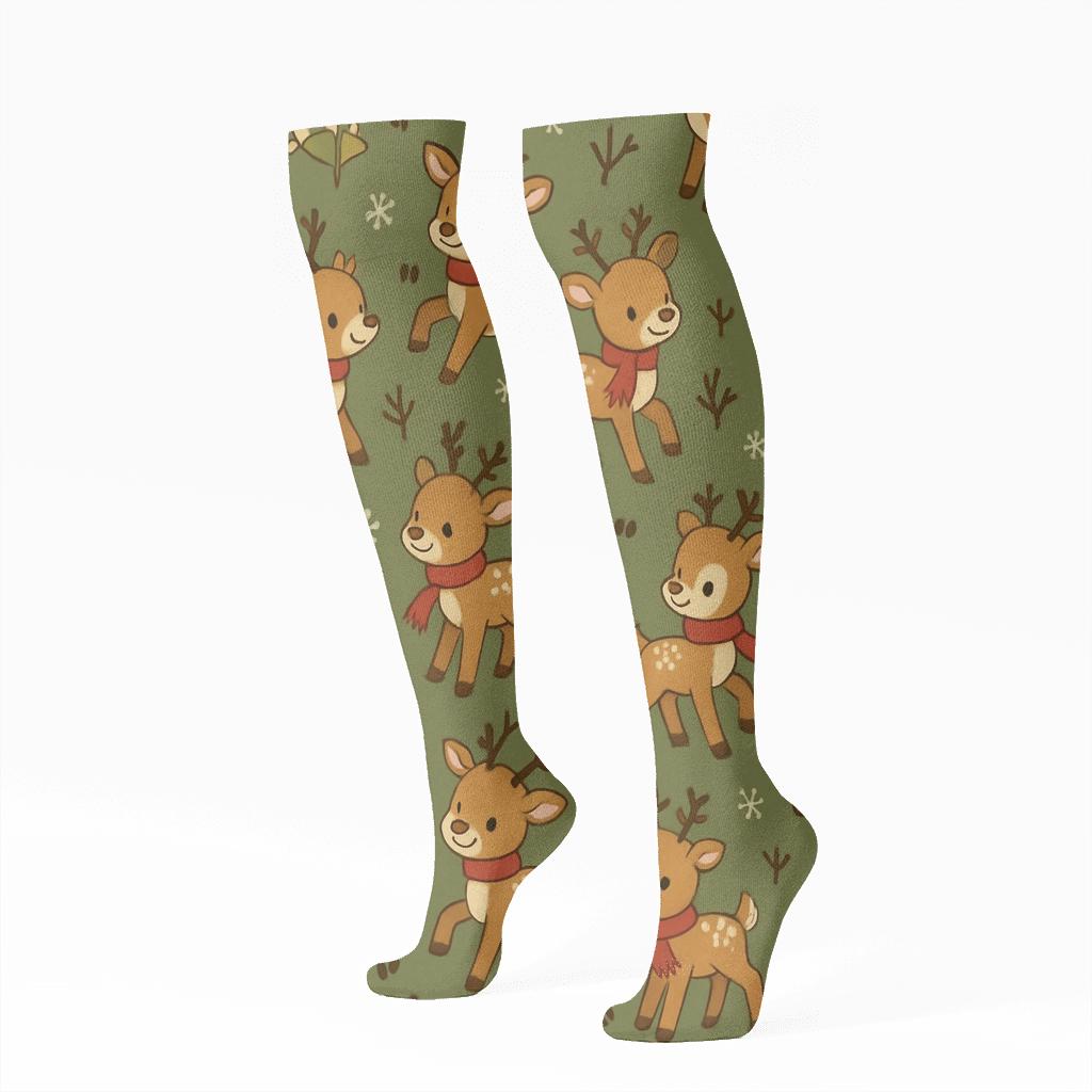 Tundra Calf Scatter Pattern Reindeer Edition stylish athletic knee-high socks