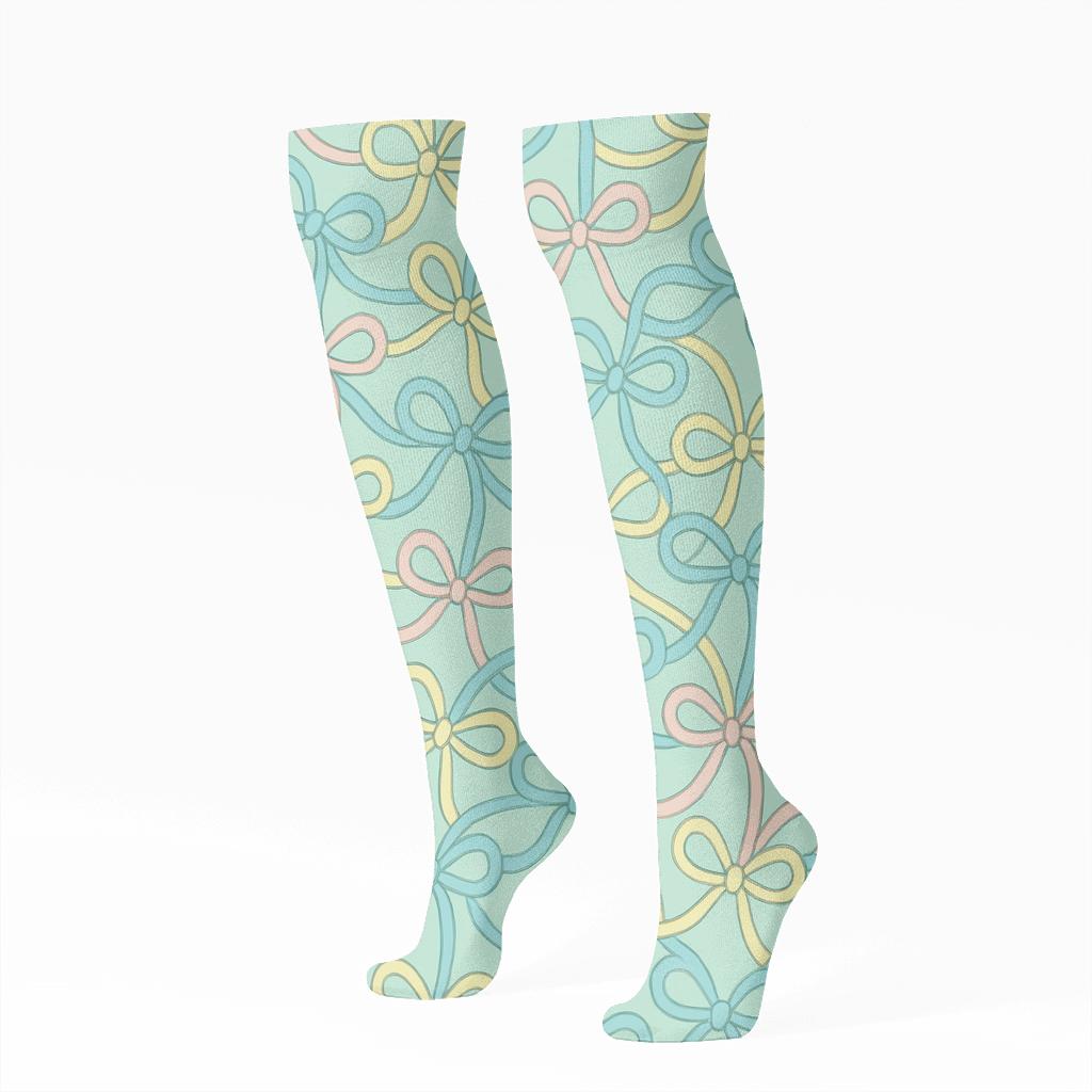 Pastel Bows And Ribbon-Trail Presents-Cascade custom knee-high socks