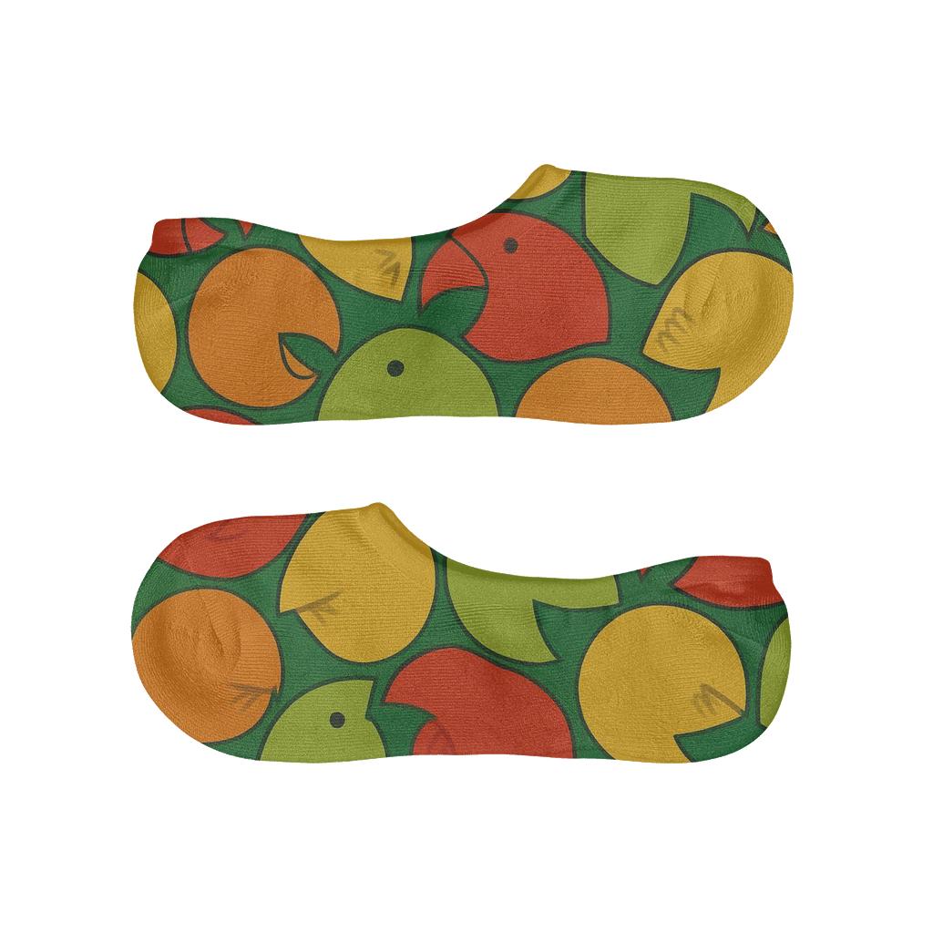 Parrot Beak Mosaic On Jungle Green anti-slip no-show socks
