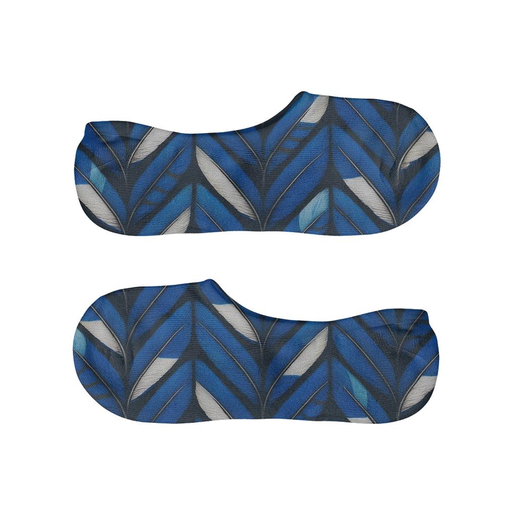 Blue Jay Feather Herringbone On Navy low cut no-show socks