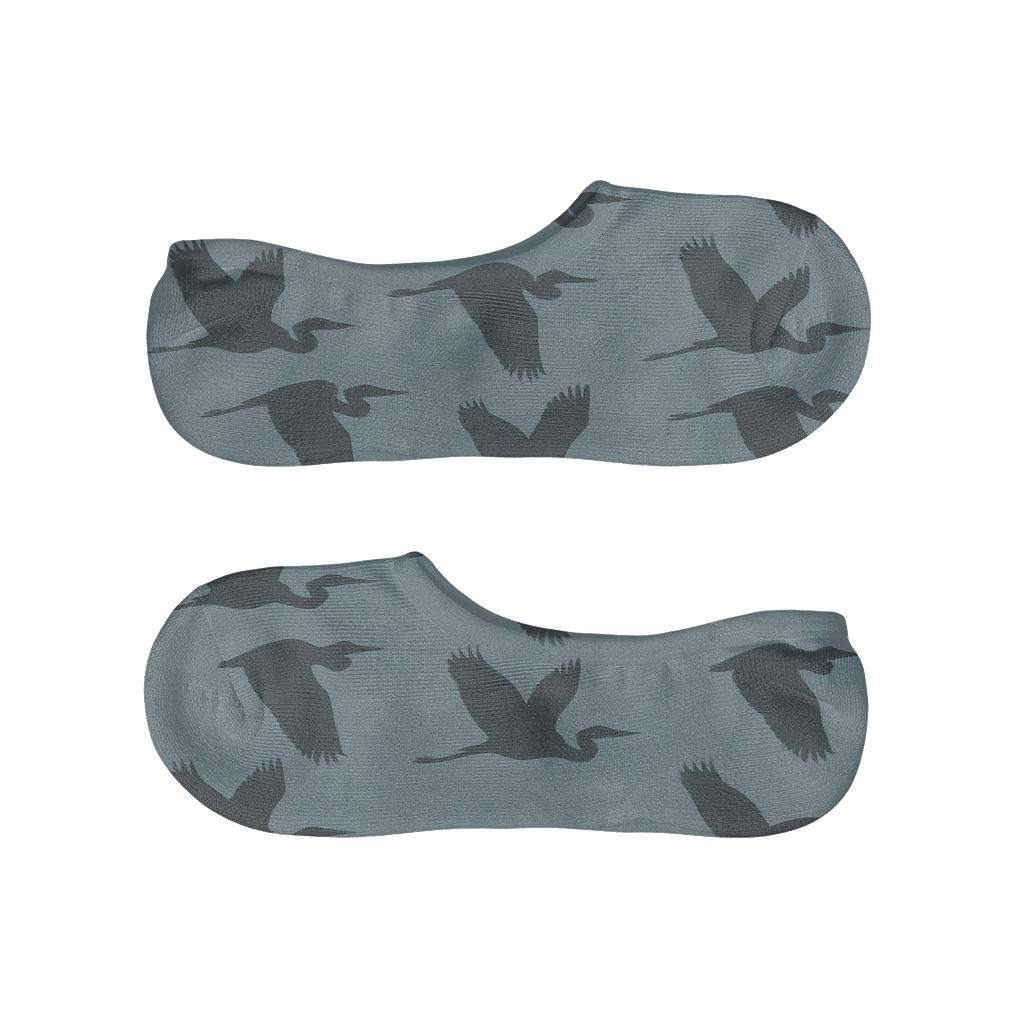 Heron Flight Silhouettes Over Misty Blue comfortable low-cut socks