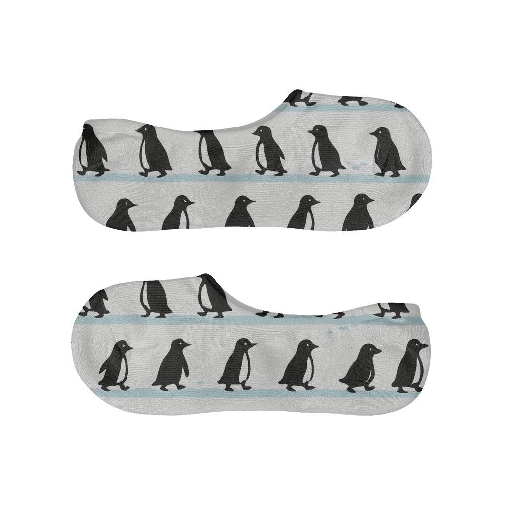 Penguin Waddle Stripe On Ice White anti-slip no-show socks