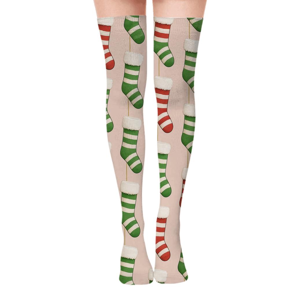 Striped Stocking Holiday Ladder personalized over-the-knee socks