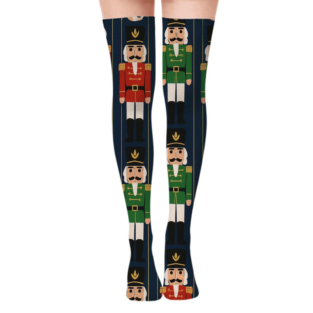 Nutcracker Holiday March Stripe soft everyday over-the-knee socks