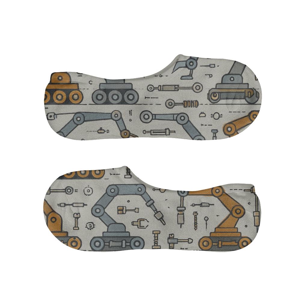 Robotic Assembly Line Panorama Pattern anti-slip no-show socks