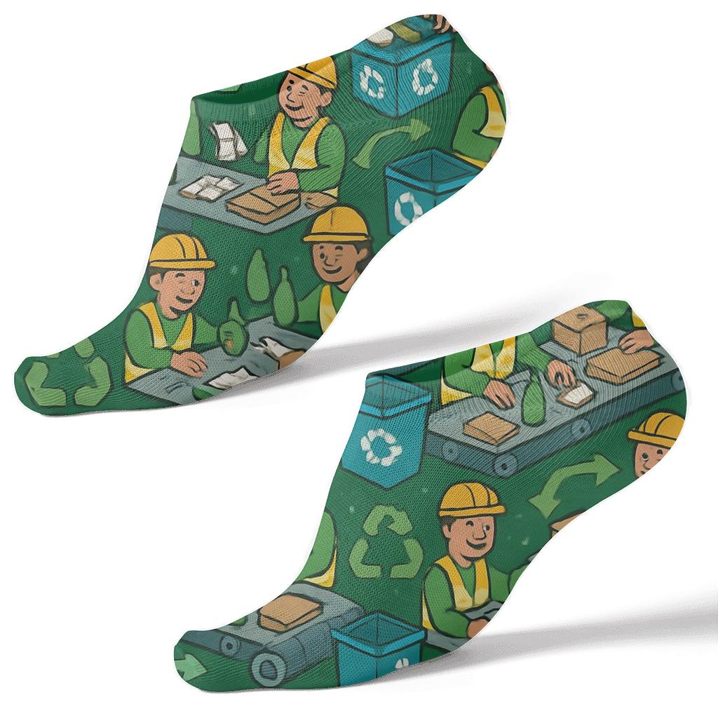 Recycling Conveyor Carnival Grid trendy patterned ankle socks