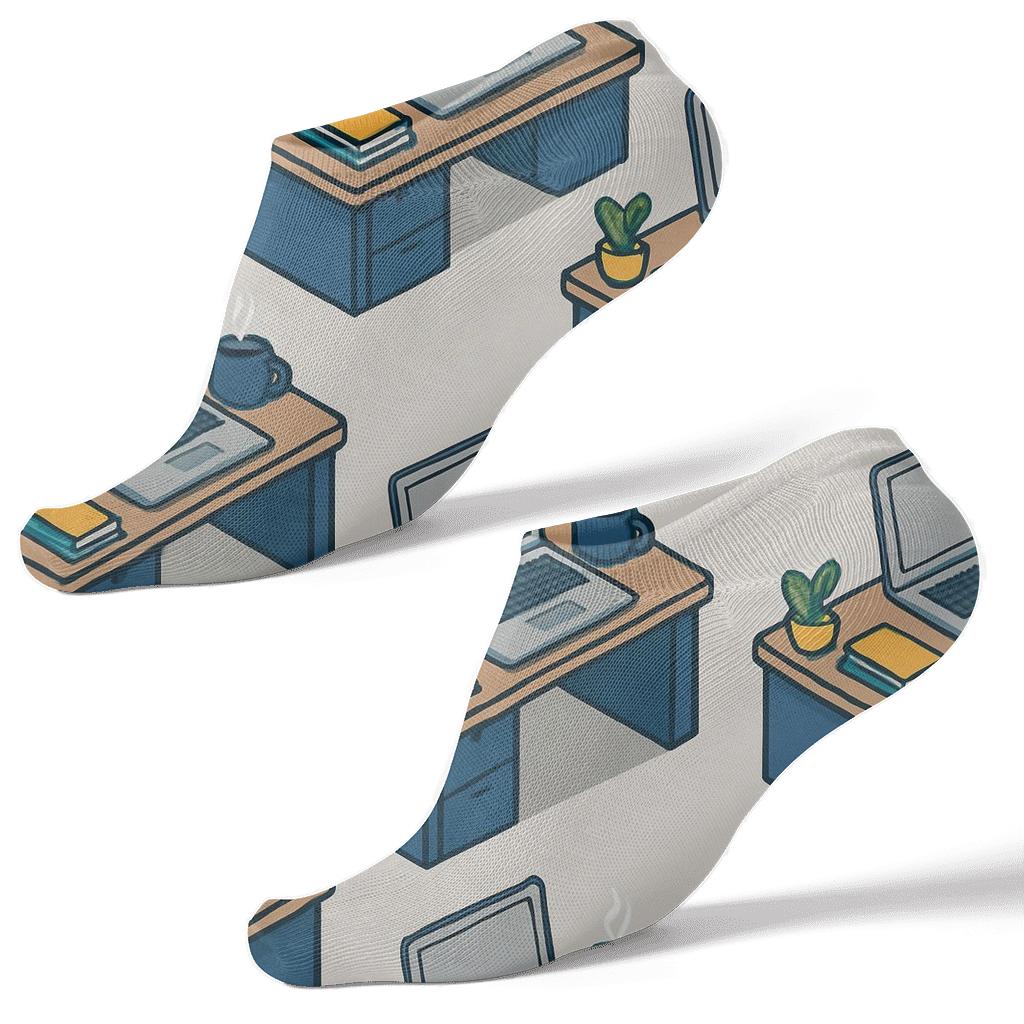 Manager Desk Symphony Grid designer print ankle socks