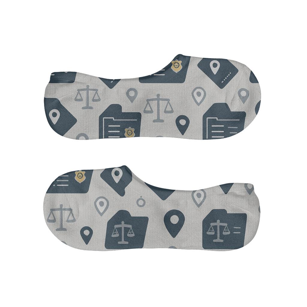 Navy Casefile Lattice With Supportive Icons breathable no-show socks