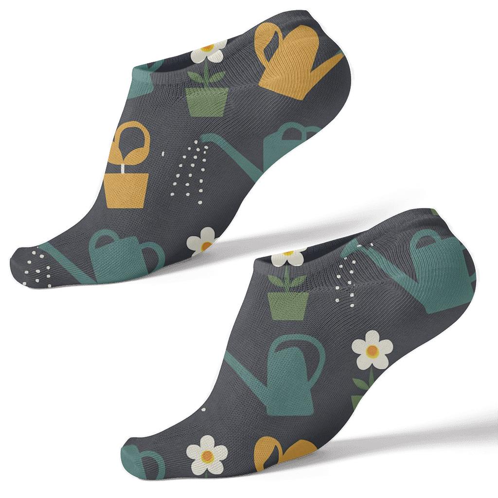 Moss Grid Watering Can Mosaic comfortable cotton ankle socks