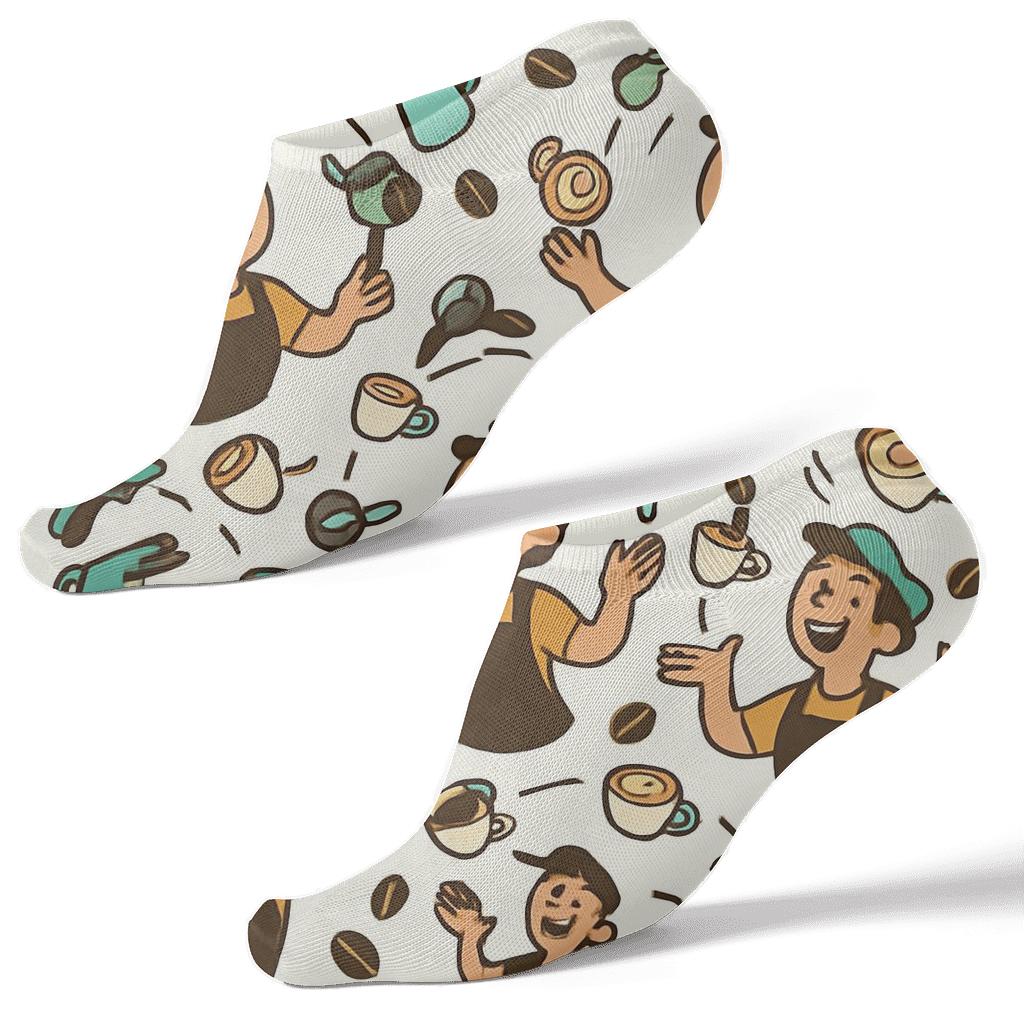 Juggling Barista Cup Parade designer print ankle socks