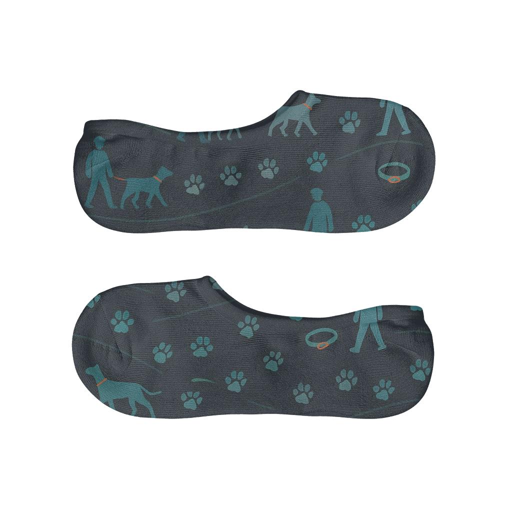 Compassionate Night Patrol Paw Wave designer printed no-show socks
