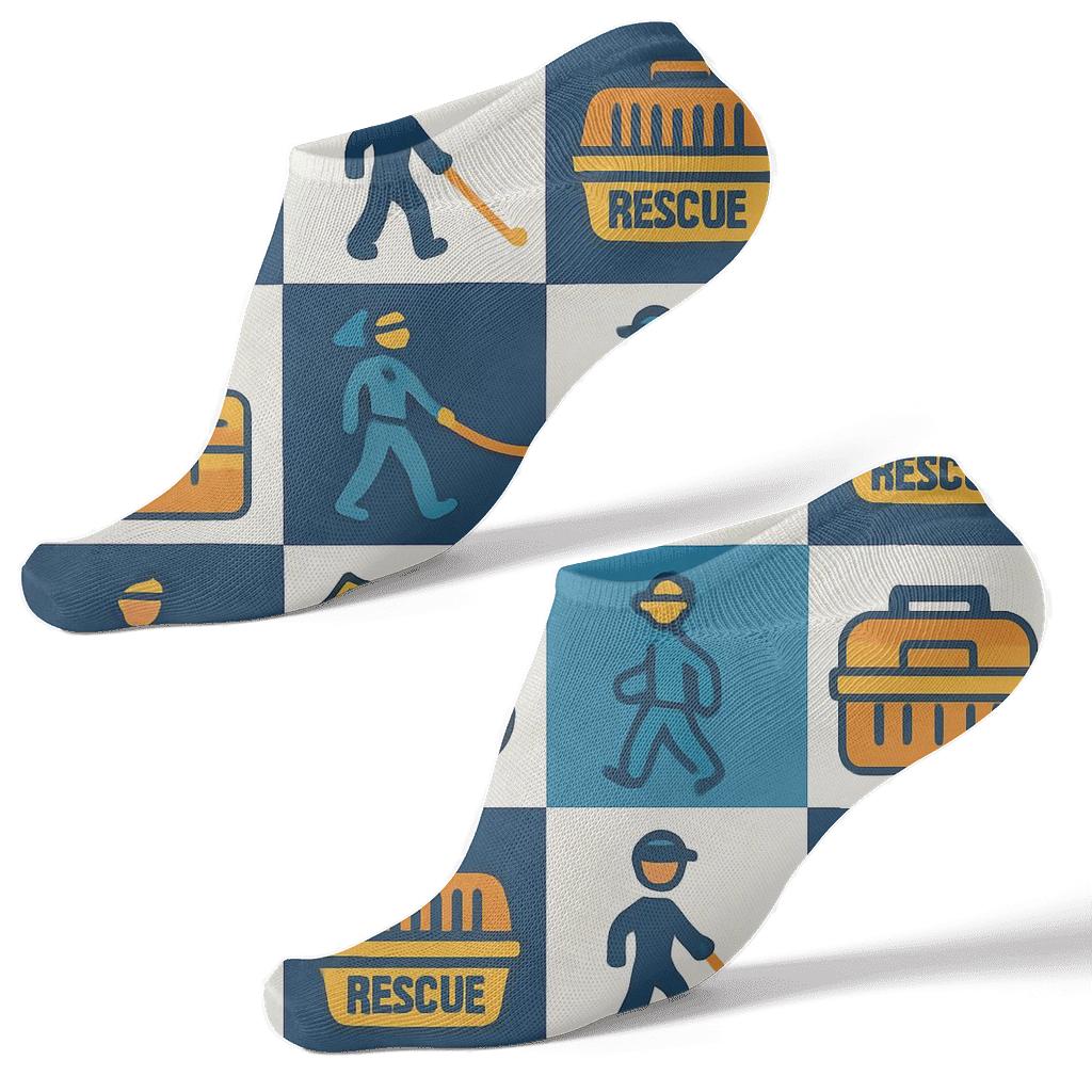 Rescue Badge Checkerboard Parade comfortable cotton ankle socks