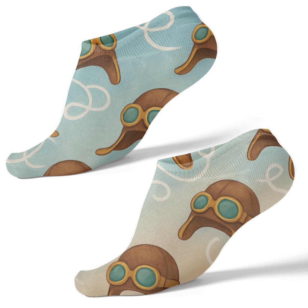 Cloud Loop Aviator Hat Scatter On Sunrise Sky designer print ankle socks