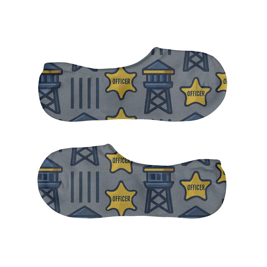 Prison Officer Watchtower Stripe Matrix designer printed no-show socks