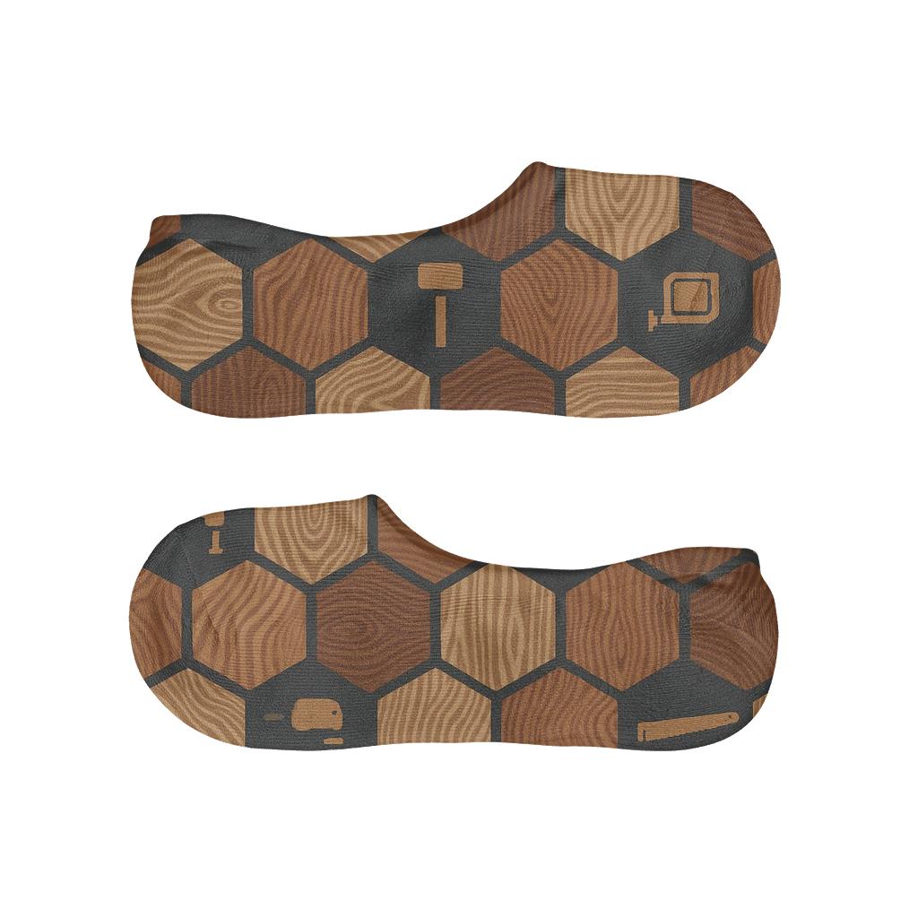 Carpenter-Themed Wood Grain Mosaic trendy no-show sock styles