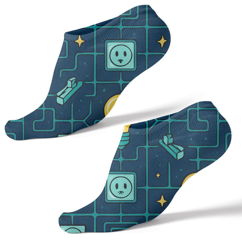 Electrician Circuit Galaxy Grid trendy patterned ankle socks