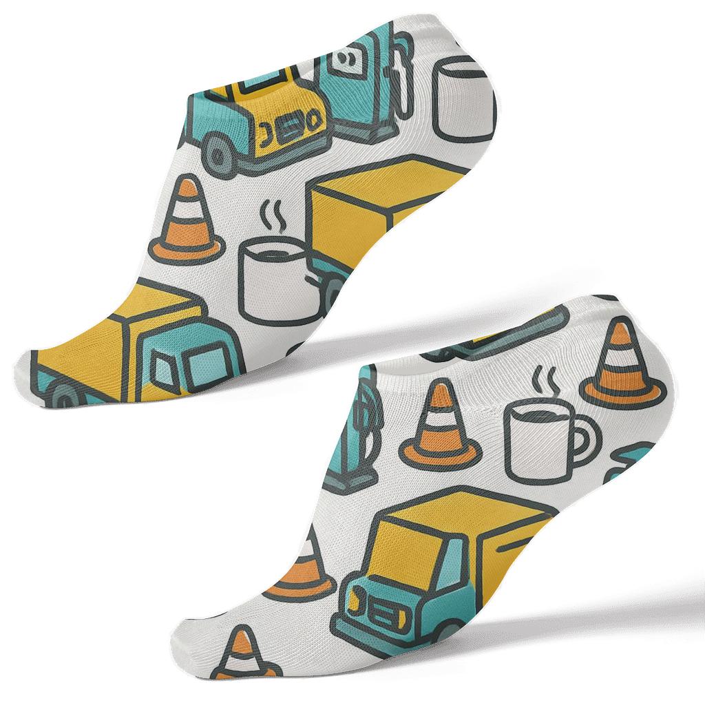 Rest Stop Doodle Grid custom ankle socks