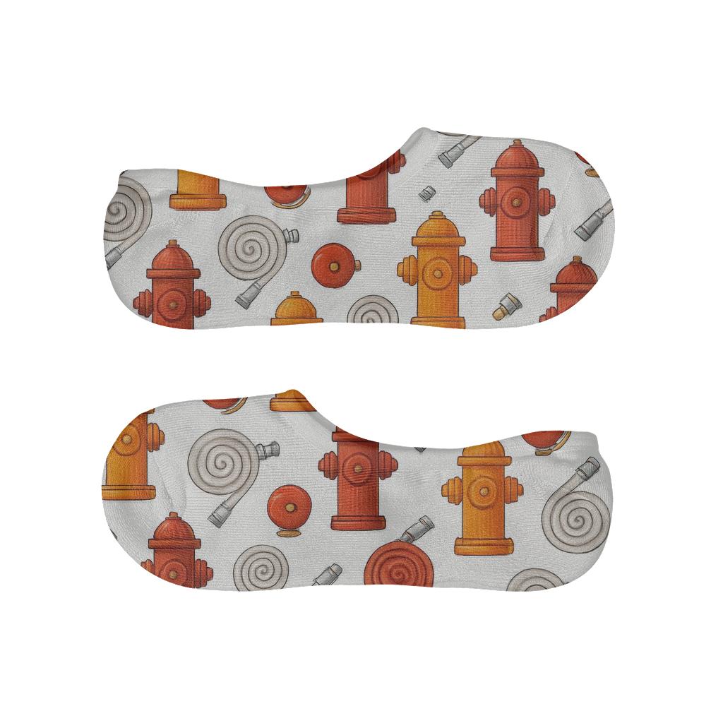 Hydrant Rhythm With Fire Fighter Icons low cut no-show socks