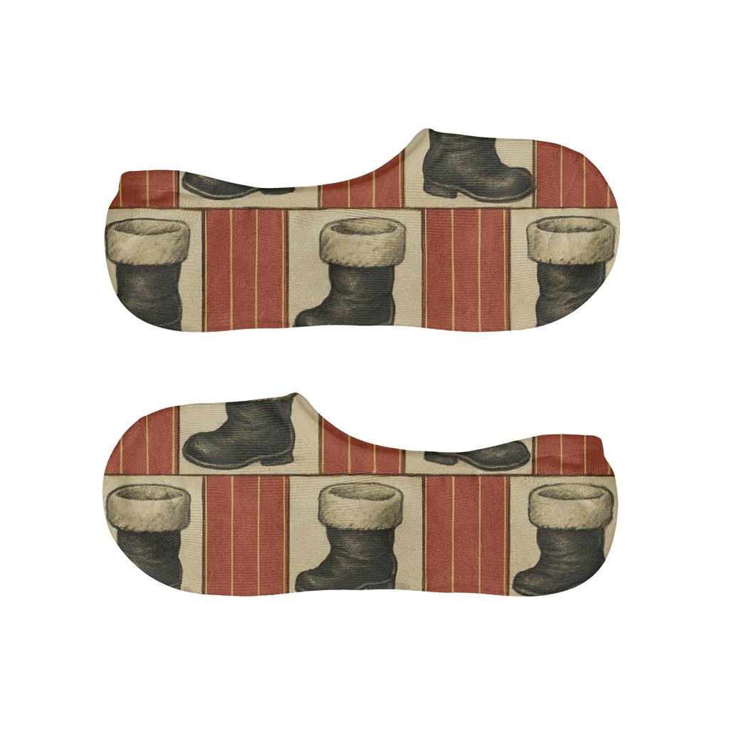 Boot Grid With Santa Suit Stripes custom no-show socks
