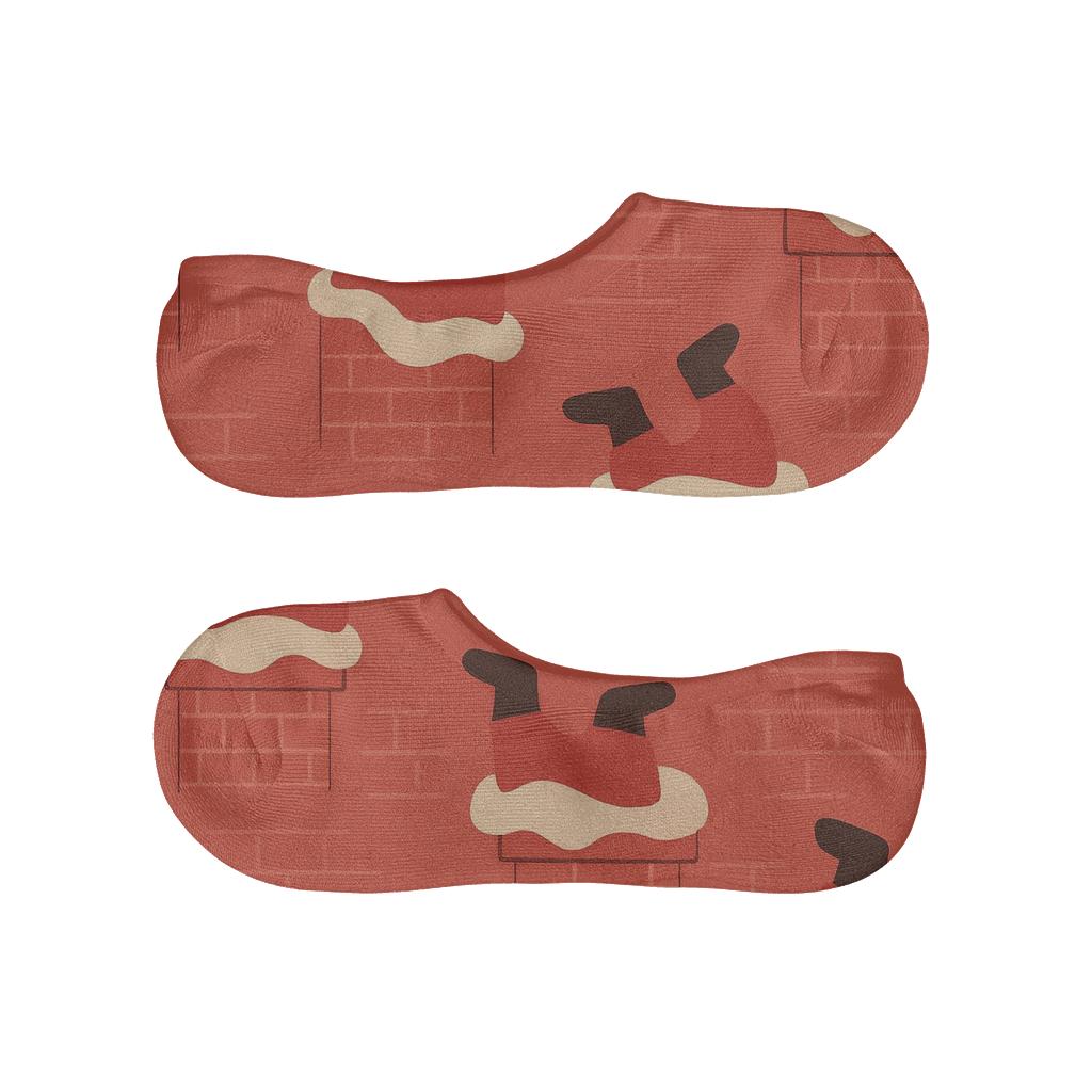 Crimson Chimney Santa Repeat Pattern anti-slip no-show socks