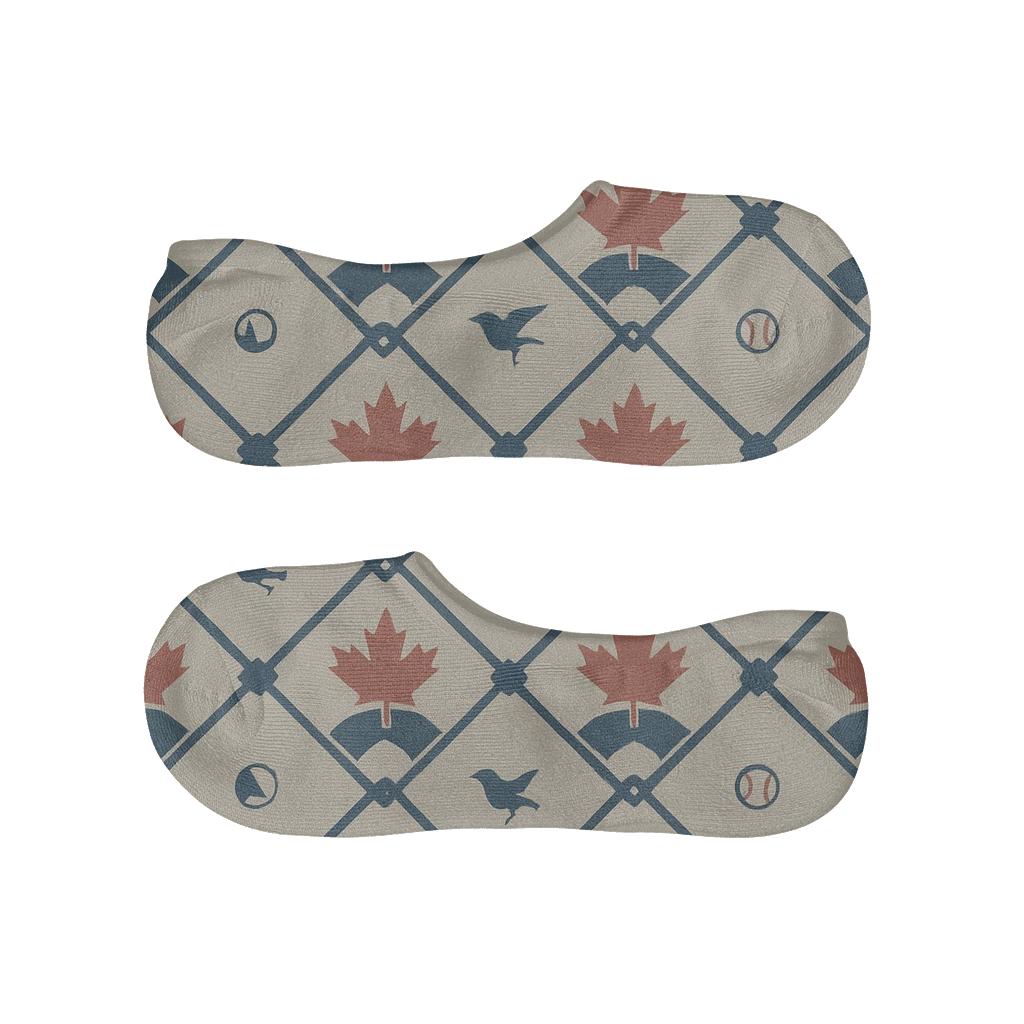 Maple Diamond Lattice Pattern Blue Jays designer print no-show socks