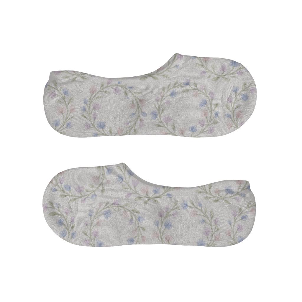 Galaxy Wildflower Ring Tessellation On White anti-slip no-show socks