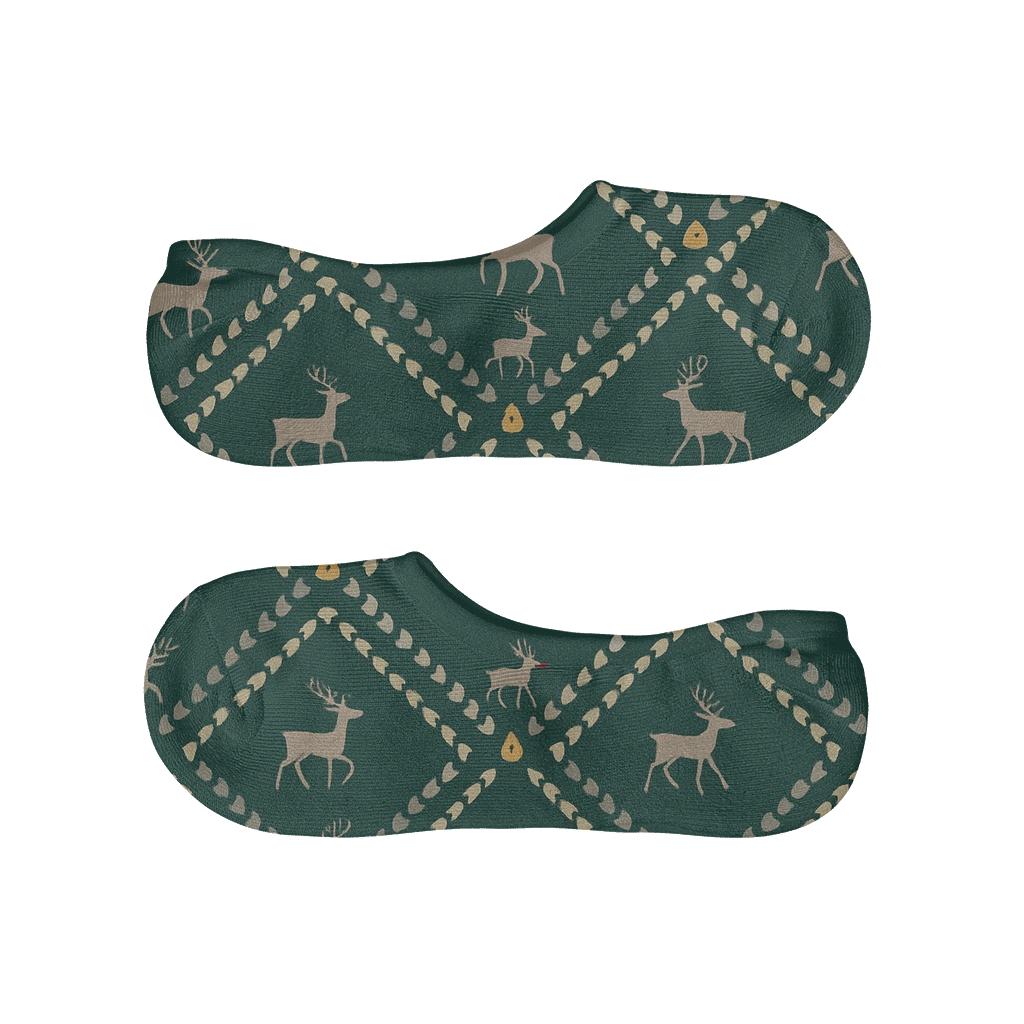 Starlit Trail Reindeer-Patterned Hoofprint Chevron comfortable low-cut socks