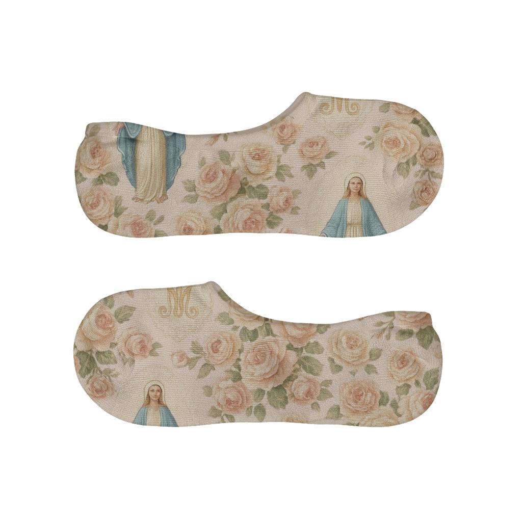 Blue Cloak Mary Collage Garden personalized no-show socks