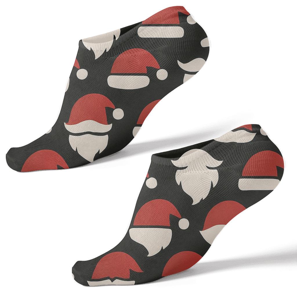 Beard-and-Santa-Hat Minimal Icons personalized ankle socks