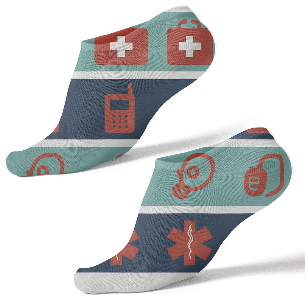 Rescue Icons Stripe Pattern Paramedic Edition stylish athletic ankle socks