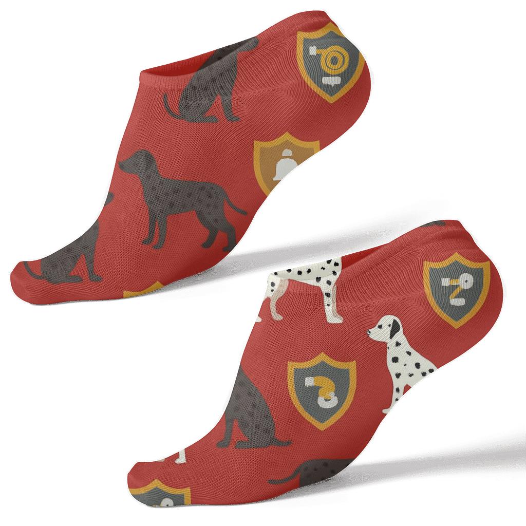 Dalmatian Shield Scatter Pattern Fire Fighter Edition stylish athletic ankle socks