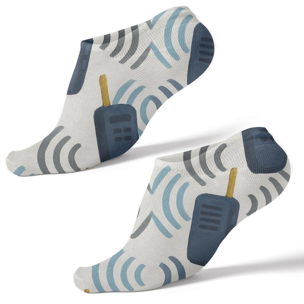 Night Shift Radio Wave Grid Police Officer Edition designer print ankle socks