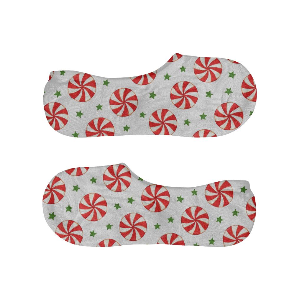 Peppermint Swirl Holiday Wave Pattern breathable seamless no-show sockscustom no-show socks