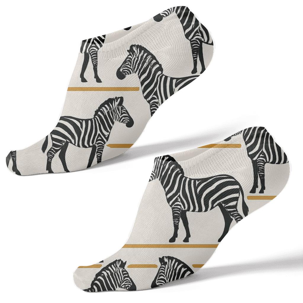 Golden Accent Zebra Silhouette Bands designer print ankle socks