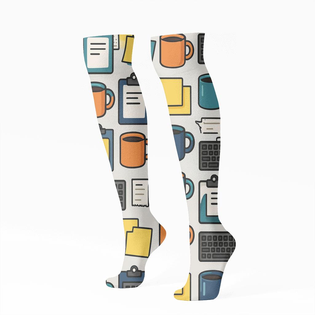 Color Coded Workflow Grid With Store Icons trendy patterned knee-high socks