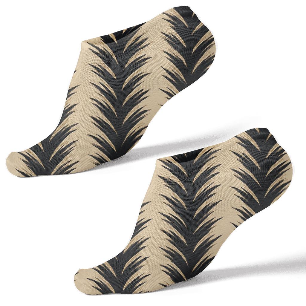 Zebra Mane Chevron Columns On Cream designer print ankle socks