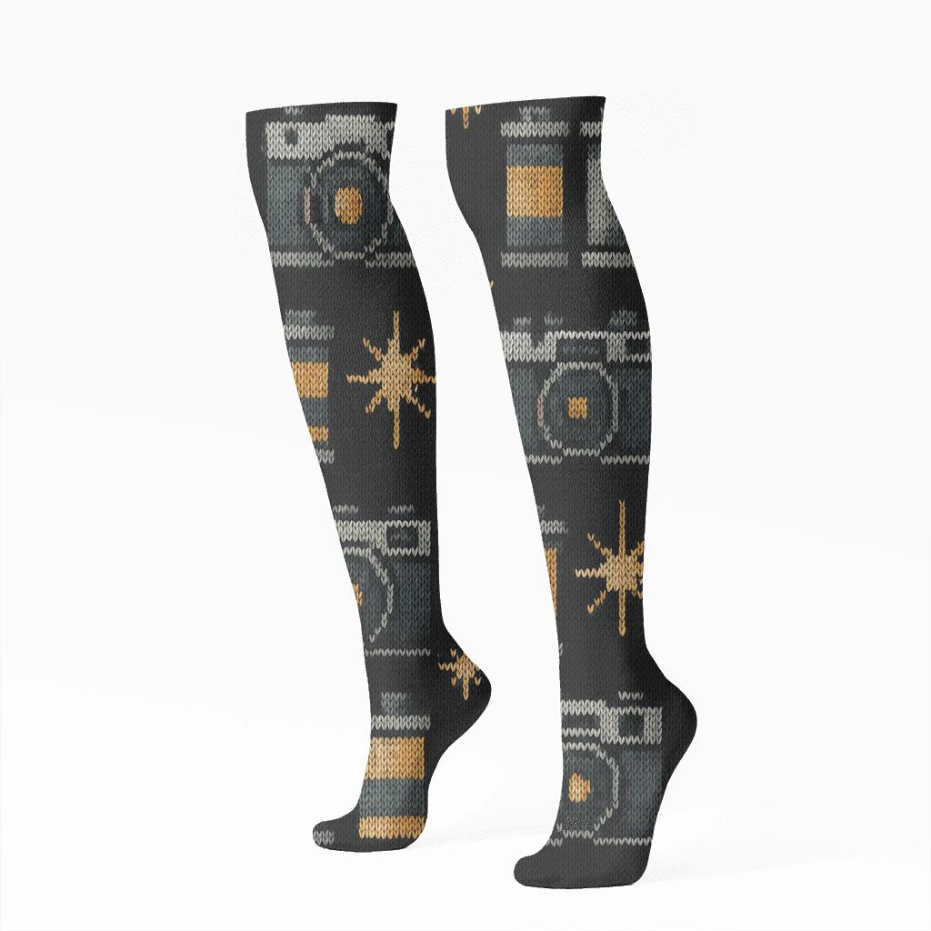 Photographer Starfield Camera Grid stylish athletic knee-high socks