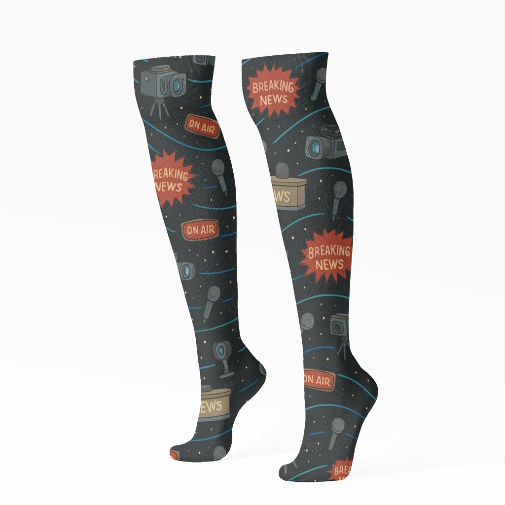Studio Ticker Constellation Pattern News Anchor designer print knee-high socks