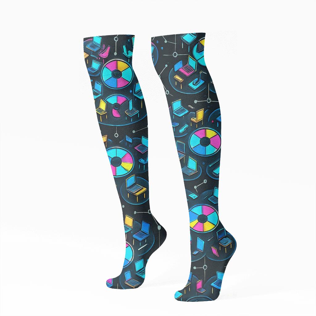 Chromatic Workflow Orbit For Graphic Designer Studio trendy patterned knee-high socks