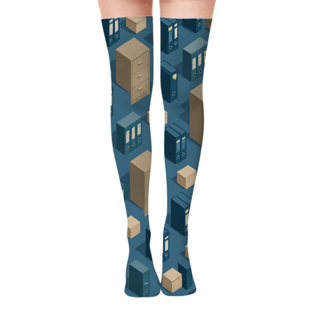 Tessellated Filing Cabinets Office Manager Edition premium cozy over-the-knee socks