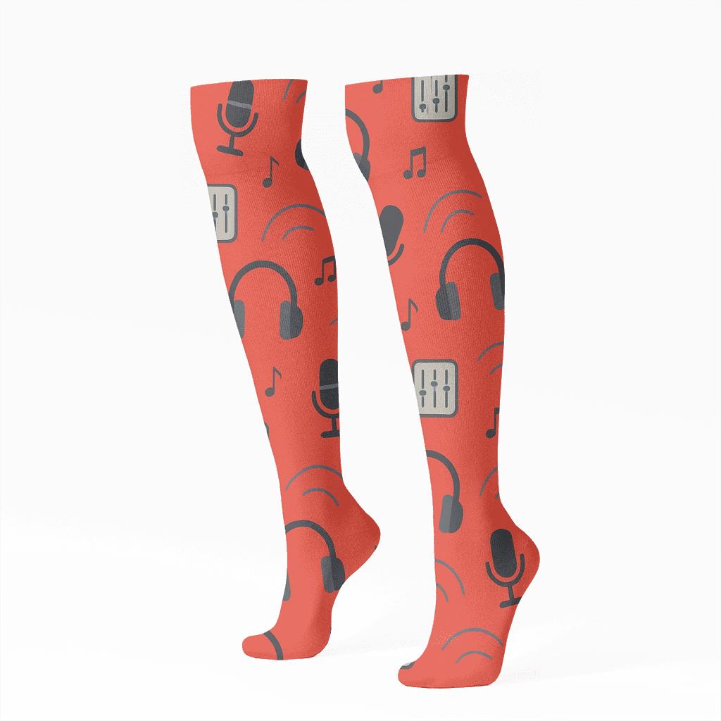 Studio Icons With Radio Host Rhythm Wrap custom knee-high socks