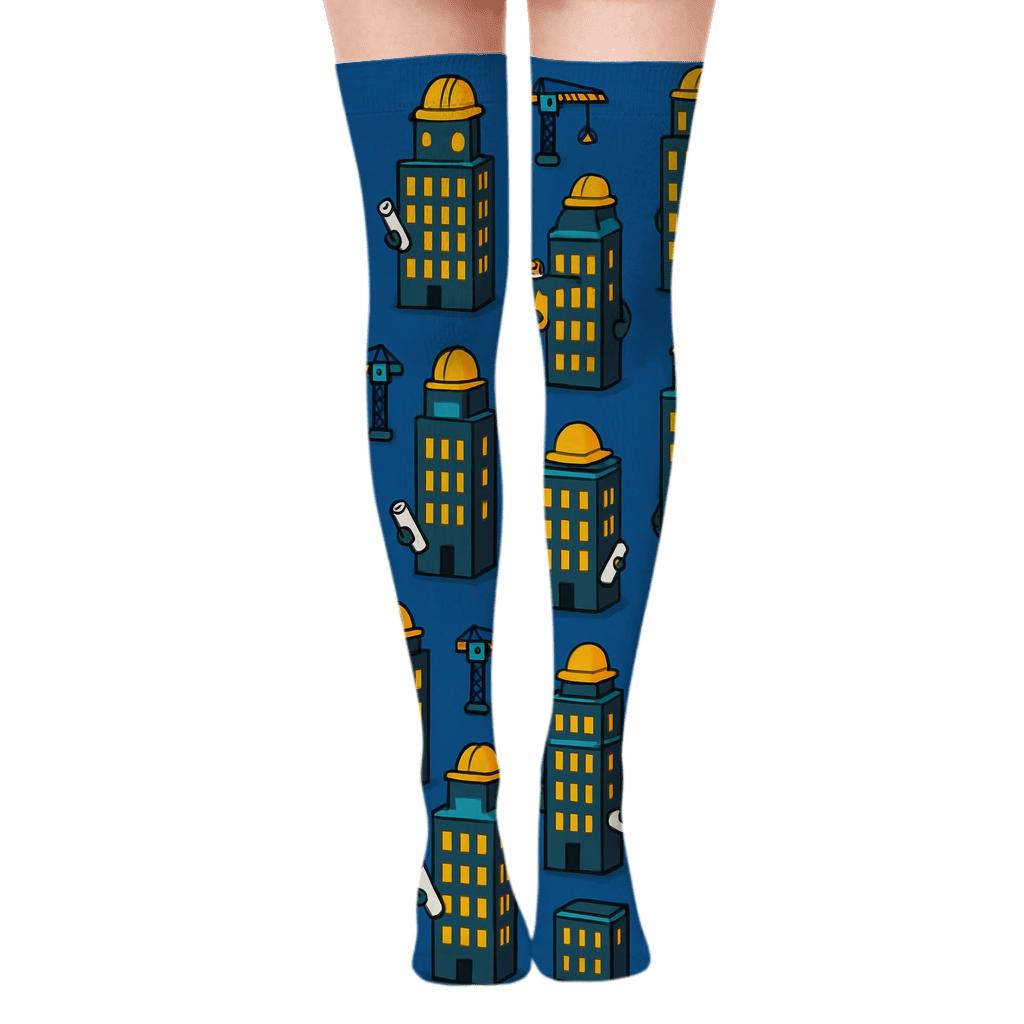 Architect Skyline Confetti Grid soft everyday over-the-knee socks